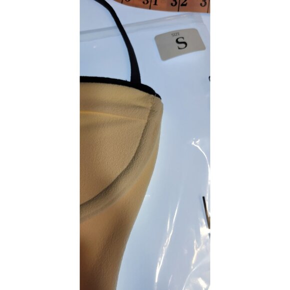 SAME Los Angeles Swim Womens One Piece Underwire Faux Suede Beige Small - Picture 8 of 8